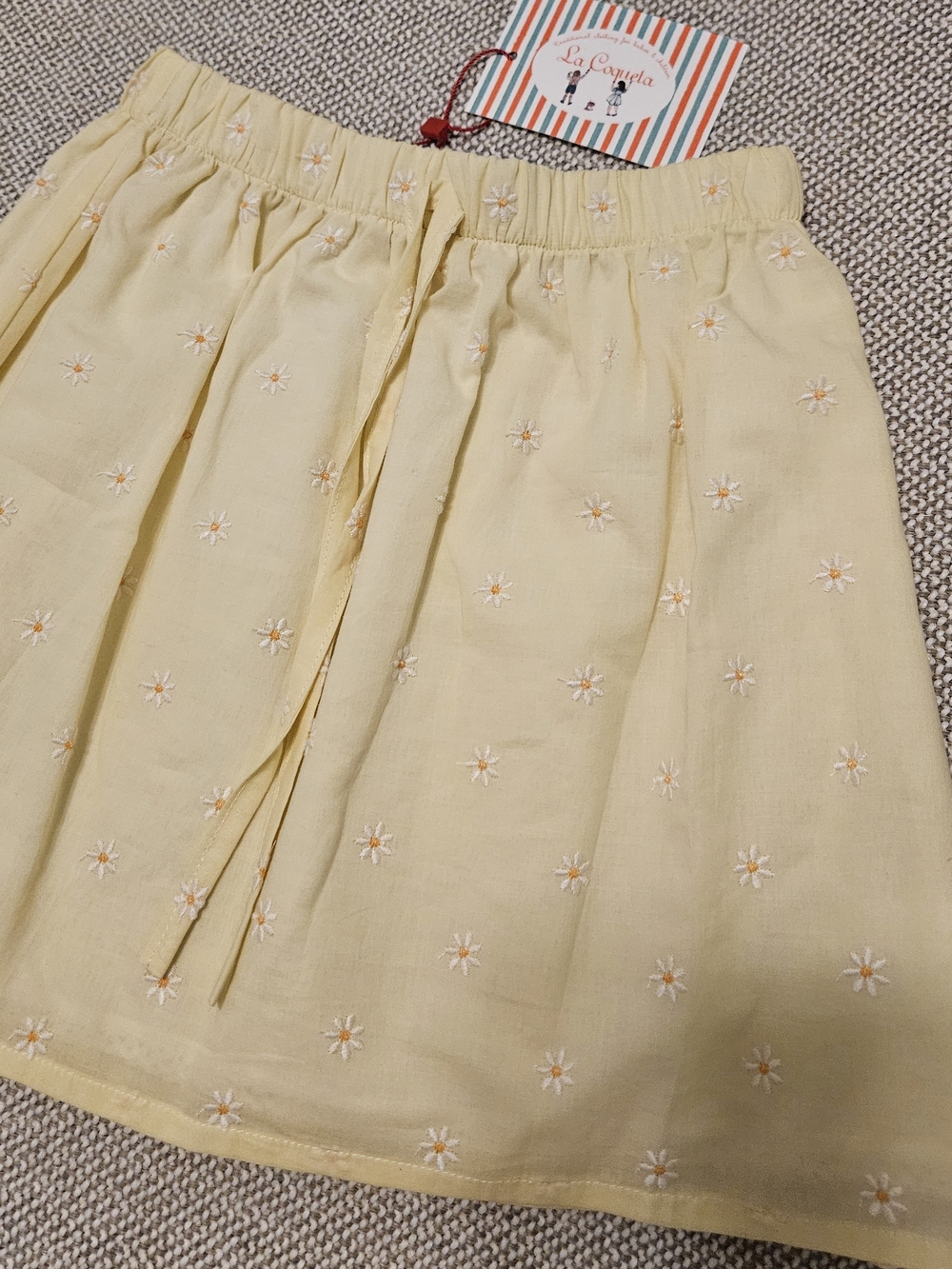 Yellow Embroidered Daisy Cotton Skirt